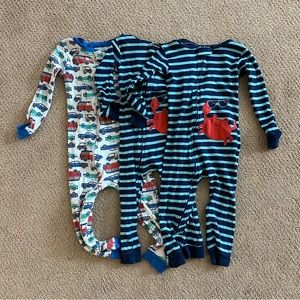 Set of 3: One Piece Jammies, Zip Enclosure, Size 2T & 3T